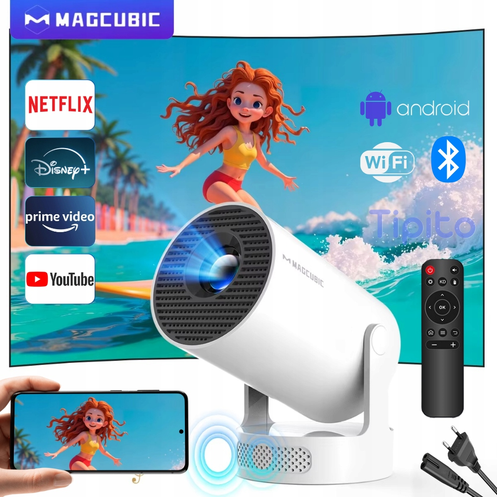 Magcubic HY300 Pro+ Projektor 4K Android 11 - 8000 Lumenów WiFi 6 BT5.4